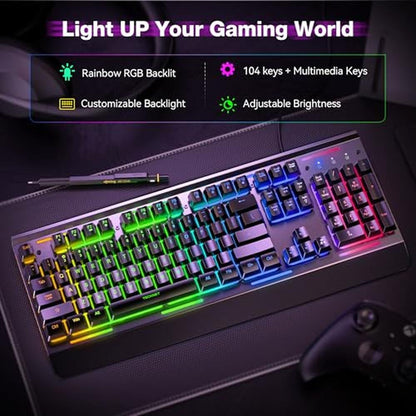 Gaming Keyboard: TECKNET Gaming Keyboard USB Wired Computer – Close-up Detail