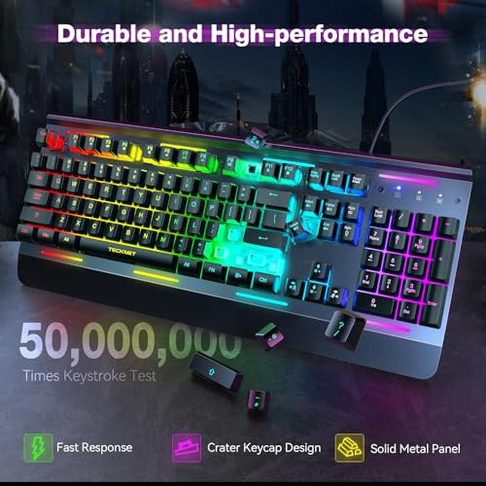 Gaming Keyboard: TECKNET Gaming Keyboard USB Wired Computer – In Use