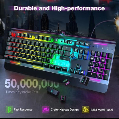 Gaming Keyboard: TECKNET Gaming Keyboard USB Wired Computer – In Use