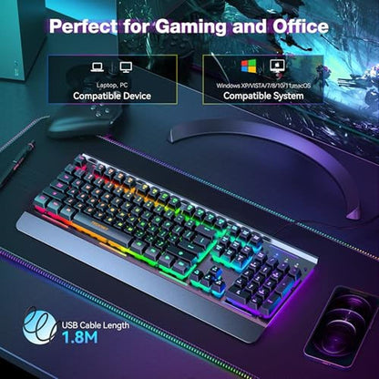 Gaming Keyboard: TECKNET Gaming Keyboard USB Wired Computer – Packaging