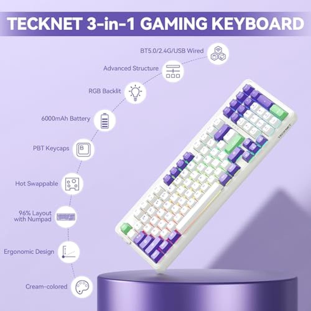 Keyboard Tecknet: TECKNET Mechanical Gaming Keyboard – Side View