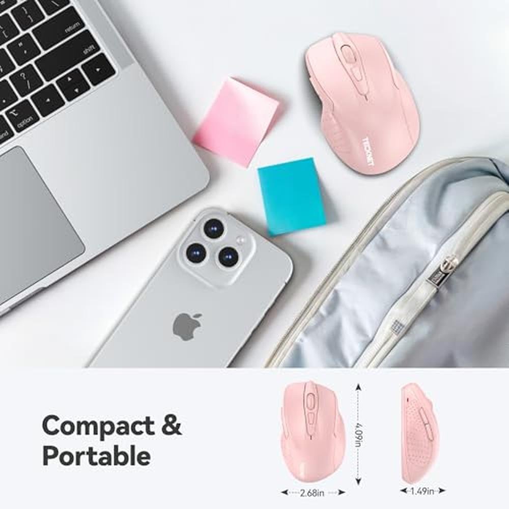 TECKNET Wireless Mouse: 2.4G Ergonomic Optical Mouse – Side View