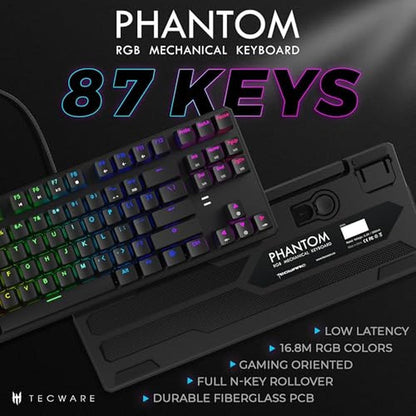TECWARE Phantom 87 Key RGB Mechanical Gaming Keyboard – Side View