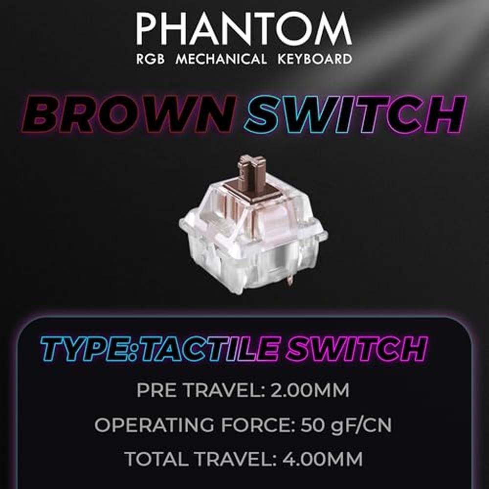 TECWARE Phantom 87 Key RGB Mechanical Gaming Keyboard – Close-up Detail
