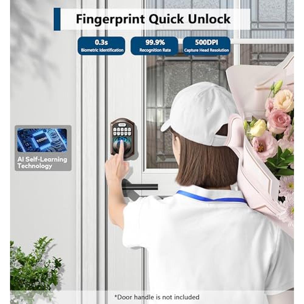 TEEHO TE002 Fingerprint Door Lock – Close-up Detail