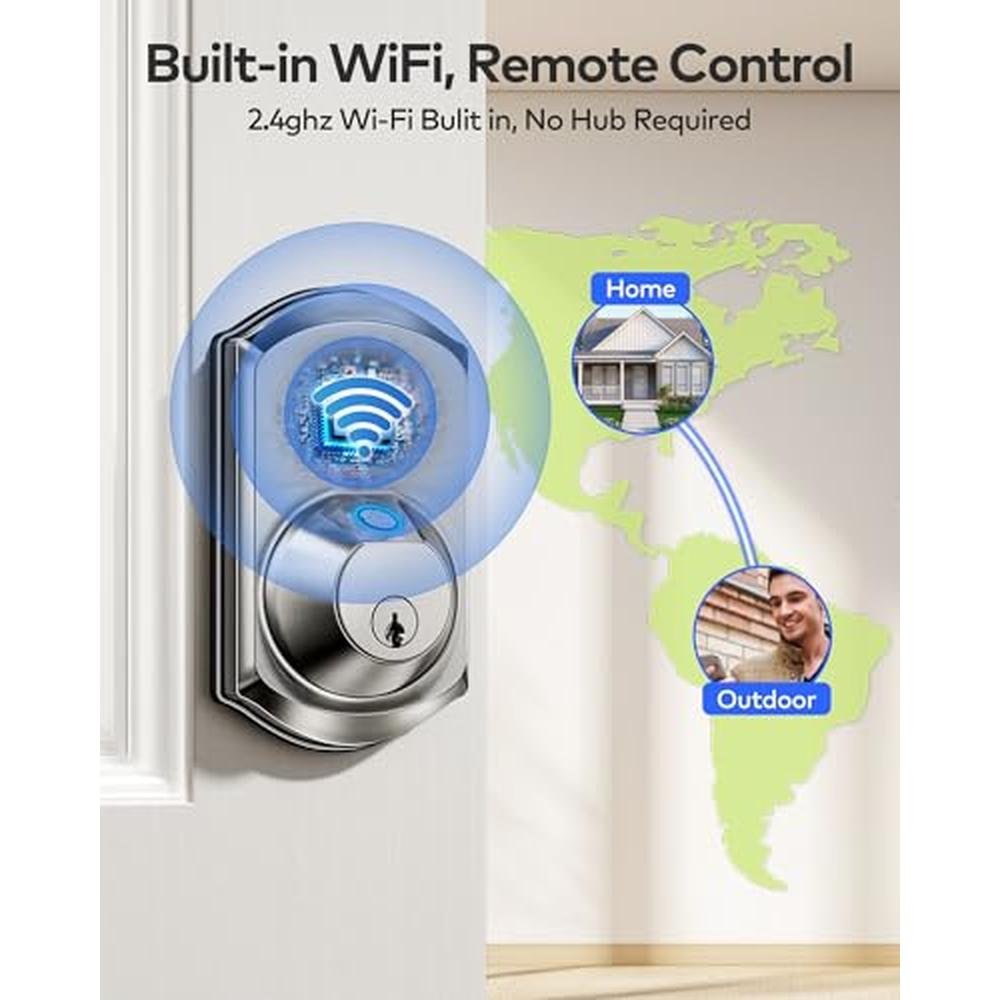 TEEHO TE012W WiFi Smart Lock: Fingerprint Door Lock with – Side View