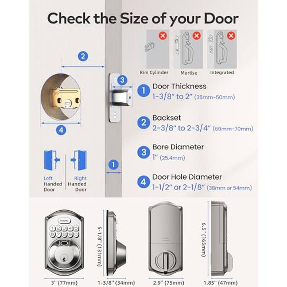 TEEHO TE012W WiFi Smart Lock: Fingerprint Door Lock with – Packaging