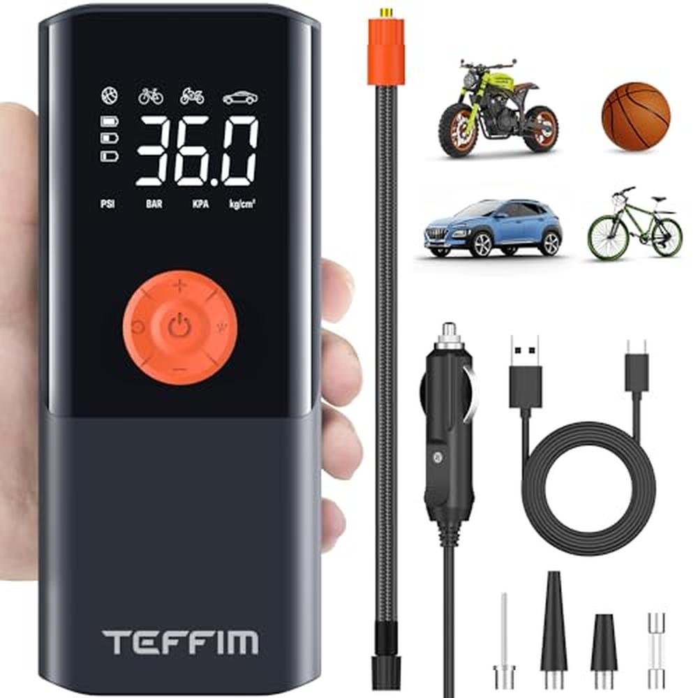 Air Teffim: Teffim Tire Inflator Portable Air Compressor – Front View