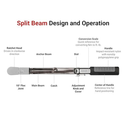 TEKTON 3/8: 1/2 Inch Drive 72-Tooth Split Beam Torque – Close-up Detail