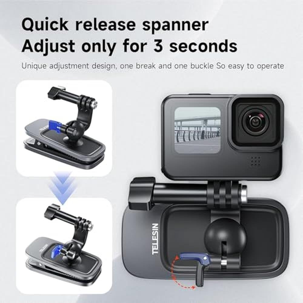 Telesin Magnetic Mount: 360 Rotating Backpack Clip with – Packaging