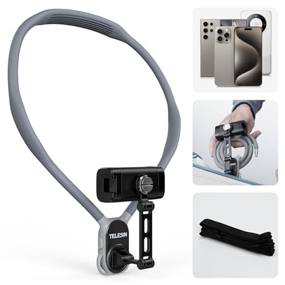 Neck Phone Holder: TELESIN POV/Vlog Neck Mount for Phones – Front View