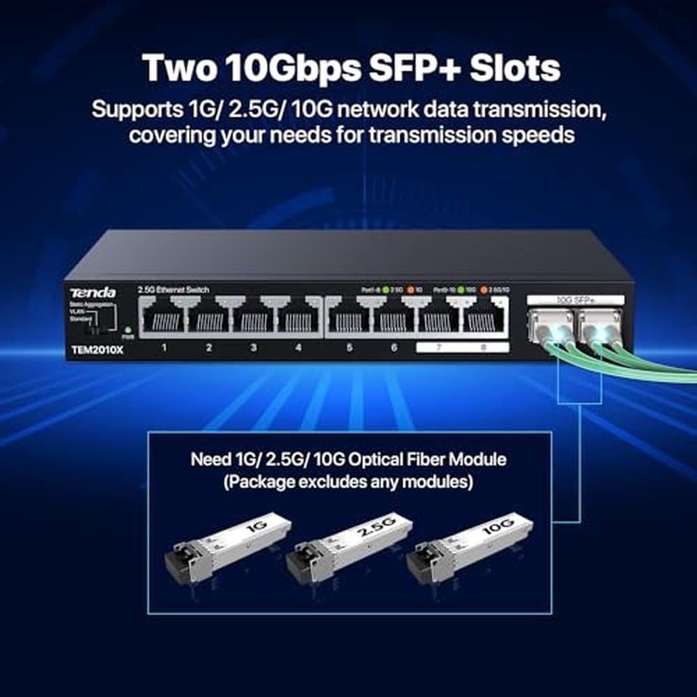 Switch Tenda: Tenda TEM2010X 10-Port 2.5G Network Switch – Close-up Detail