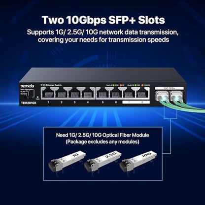 Switch Tenda: Tenda TEM2010X 10-Port 2.5G Network Switch – Close-up Detail