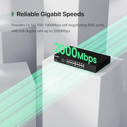 Switch Tenda: Tenda TEG1016D Unmanaged 16 Port Gigabit – Side View