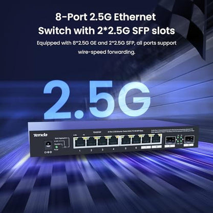 Switch Tenda: Tenda TEM2010F 8-Port 2.5G Ethernet Switch – Side View