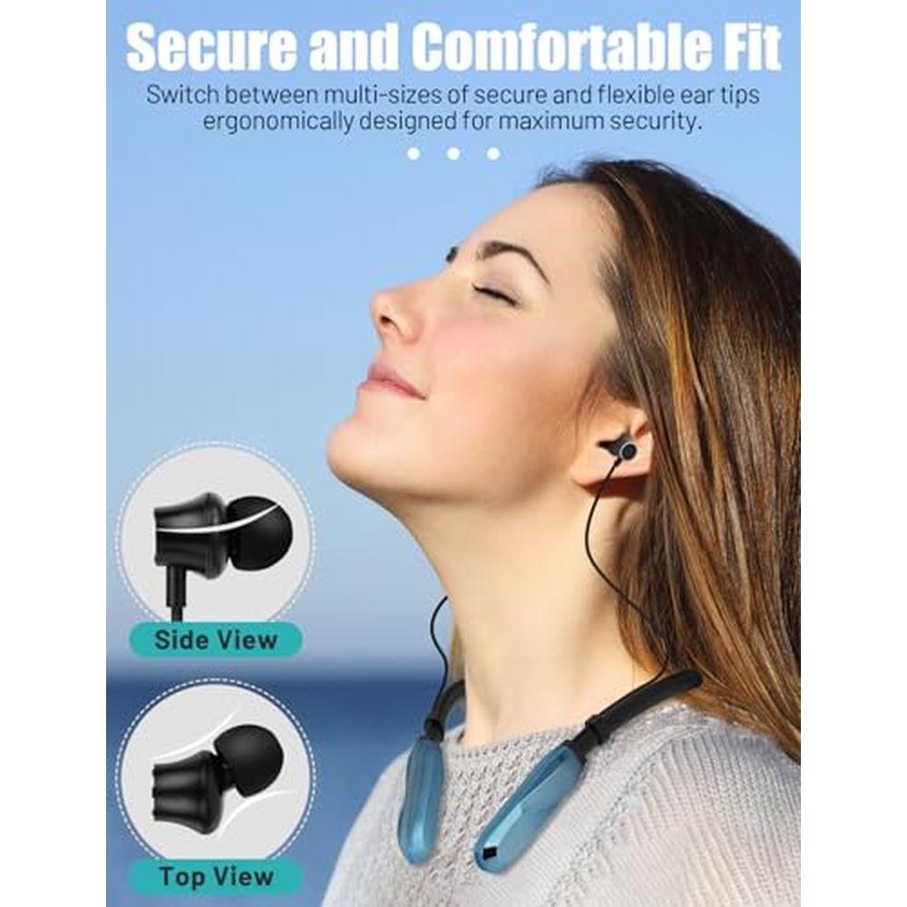 Neckband Headphones: TERUBIN Wireless Stereo Neckband – Close-up Detail