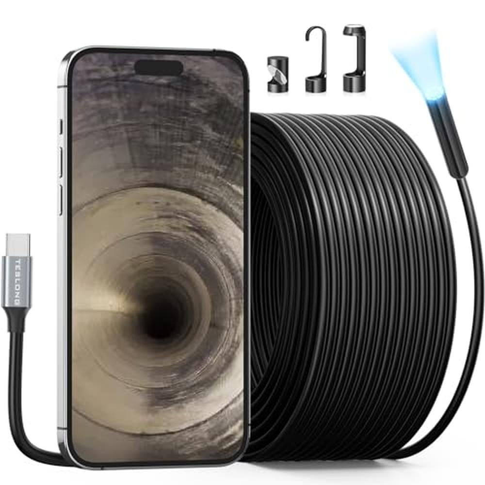 Teslong 50FT: USB-C Borescope Camera with Light – Front View