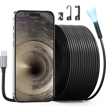 Teslong 50FT: USB-C Borescope Camera with Light – Front View