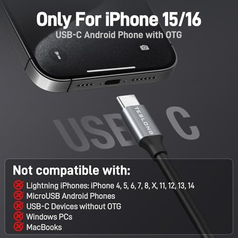 Teslong 50FT: USB-C Borescope Camera with Light – Close-up Detail