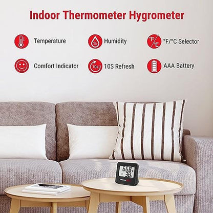 Thermometer Room: ThermoPro TP157 3 Pack Hygrometer Indoor – Side View