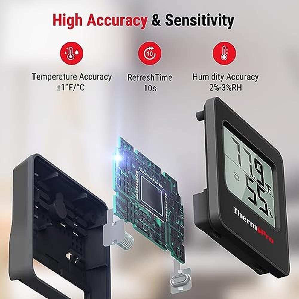 Thermometer Room: ThermoPro TP157 3 Pack Hygrometer Indoor – Close-up Detail