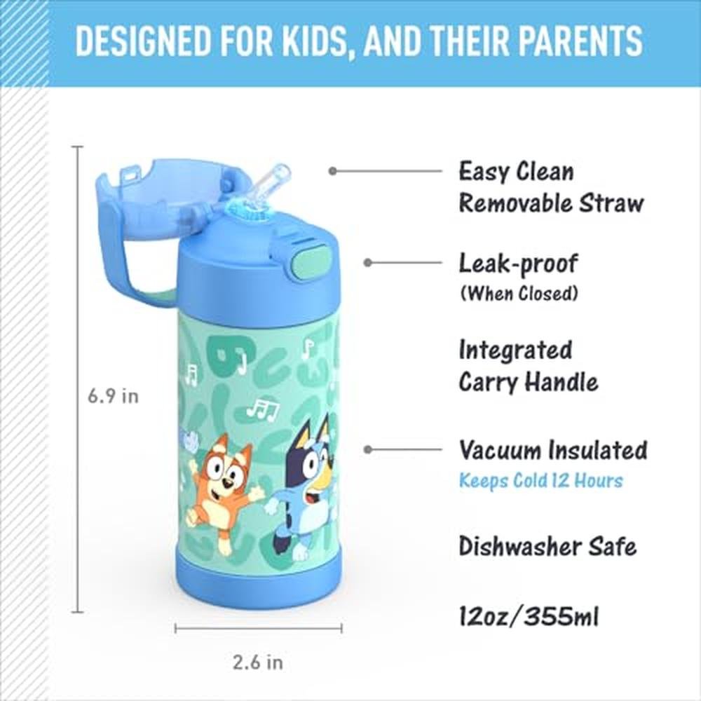 Water Bottle: Thermos Funtainer 12 Ounce Kids Stainless – Side View