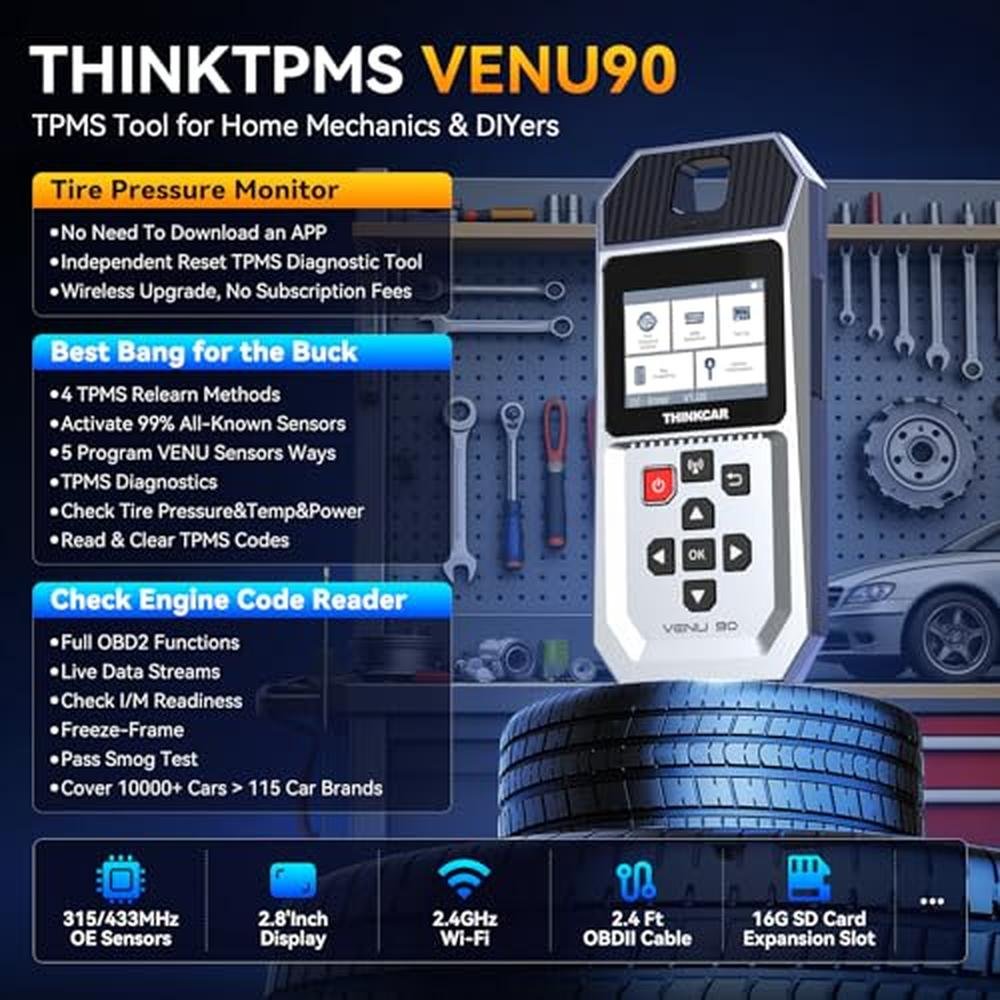 TPMS: THINKTPMS VENU90 OBD2 Scanner Diagnostic Tool – Side View