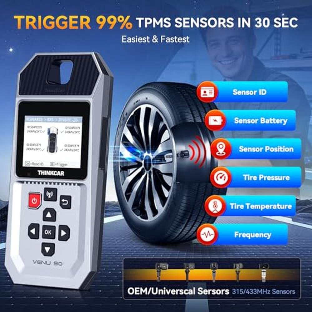 TPMS: THINKTPMS VENU90 OBD2 Scanner Diagnostic Tool – In Use