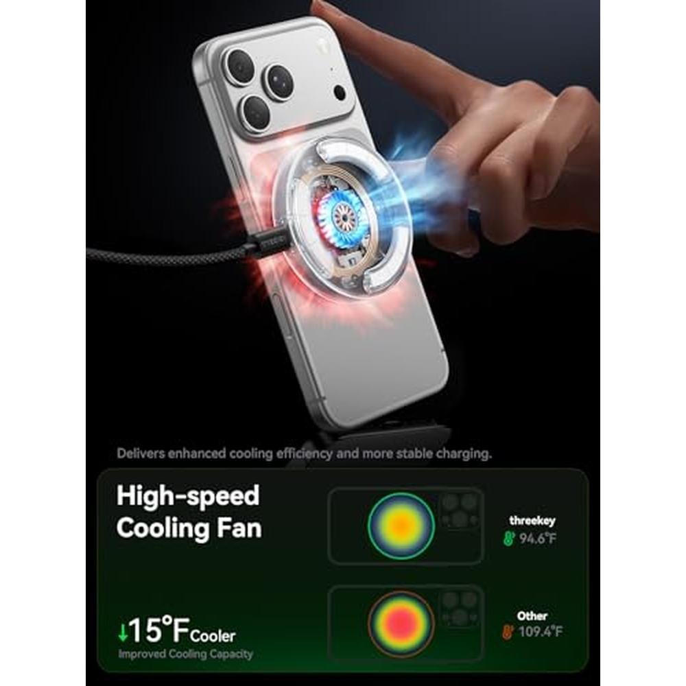 THREEKEY for MagSafe Charger: 2 Pack Qi2 25W Fast Charging – In Use