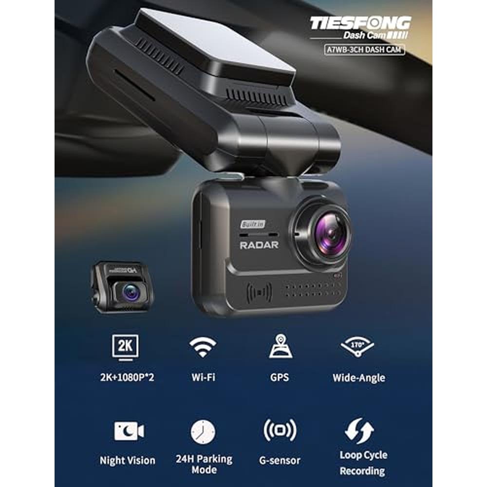 1080p 3-Channel Dash Cam with 360° View – Side View