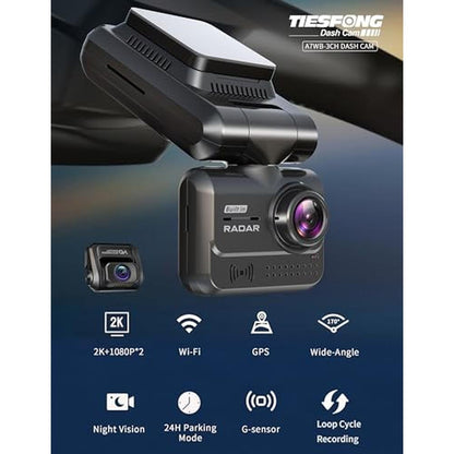1080p 3-Channel Dash Cam with 360° View – Side View
