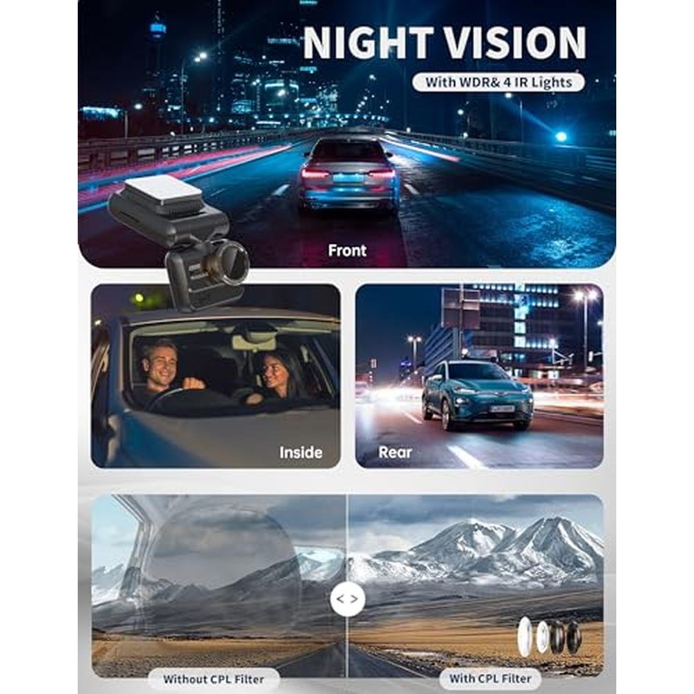 1080p 3-Channel Dash Cam with 360° View – In Use