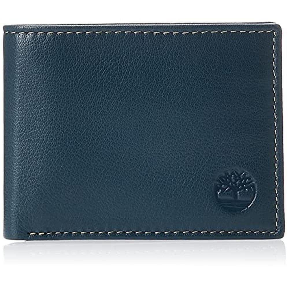 Timberland Men: Blix Slimfold Leather Wallet Navy – Front View