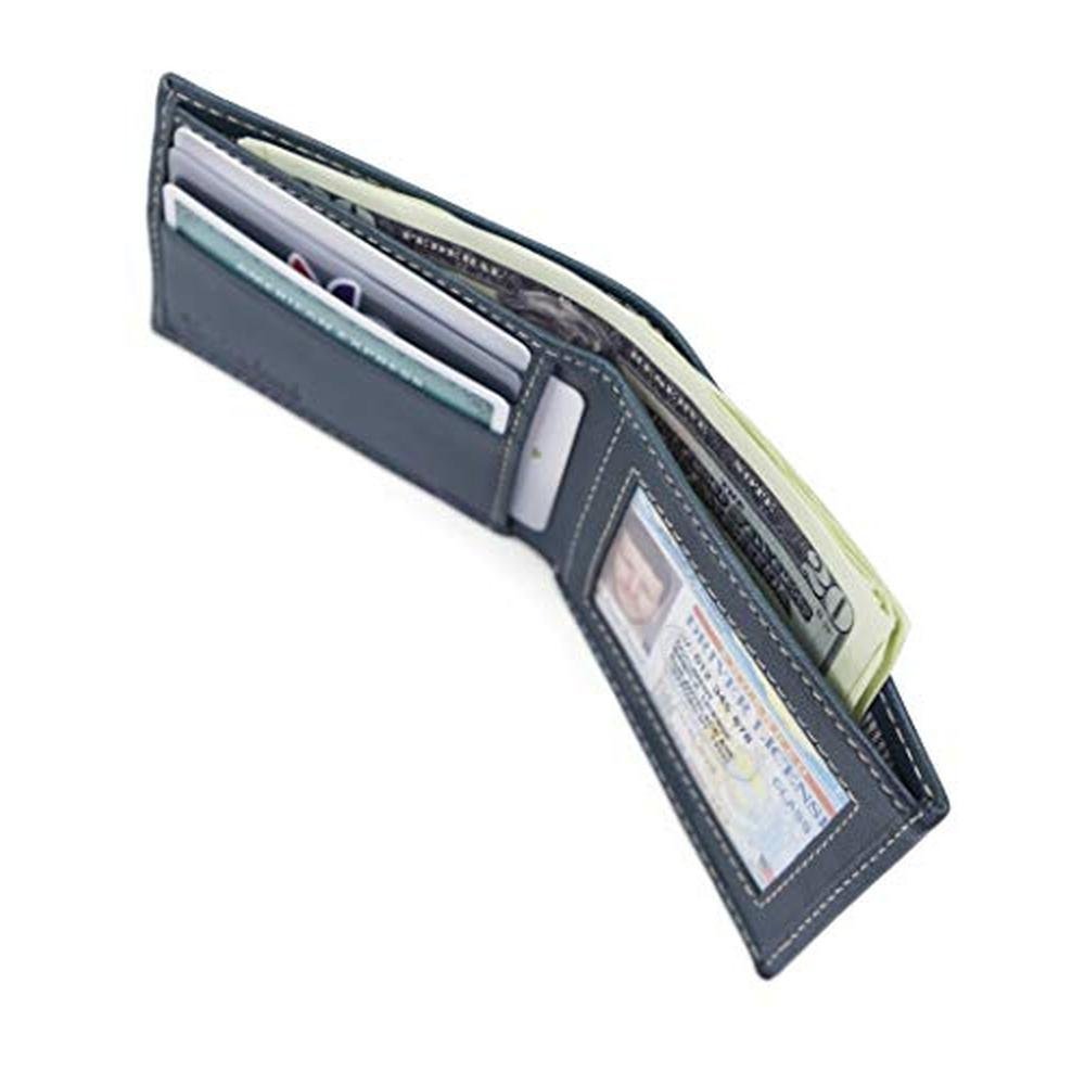 Timberland Men: Blix Slimfold Leather Wallet Navy – In Use