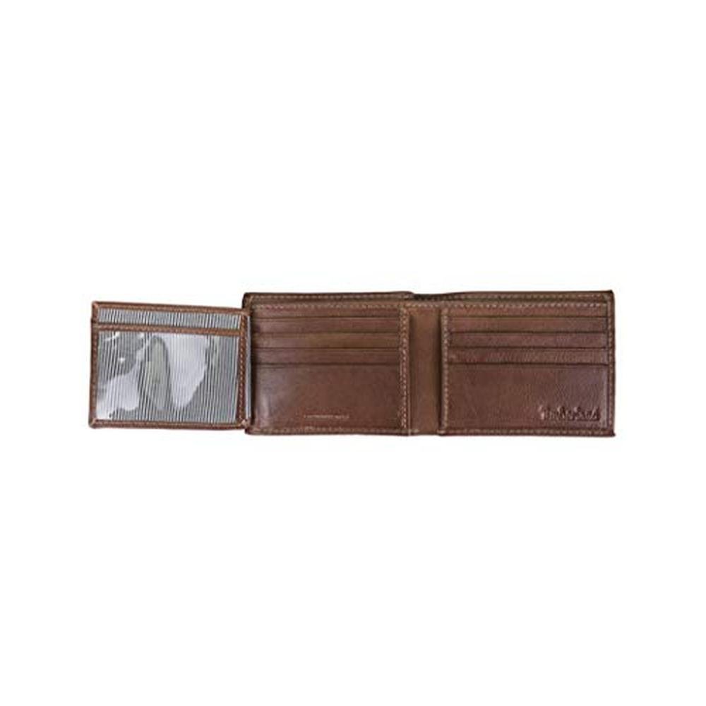 Timberland Men: Hybrid Cognac Hundson Bifold Wallet – In Use