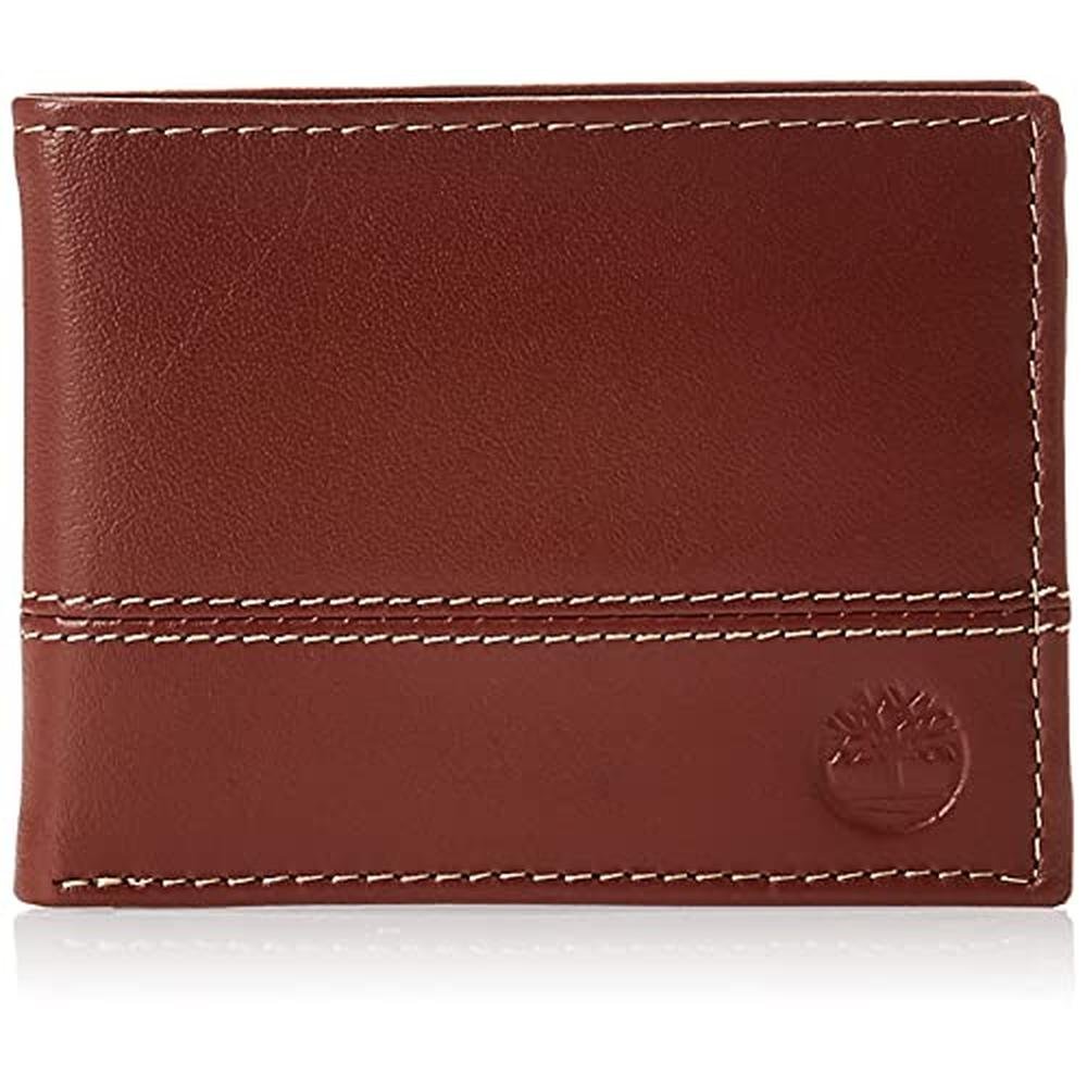 Timberland Men: Premium Leather Passcase Bifold Wallet – Front View