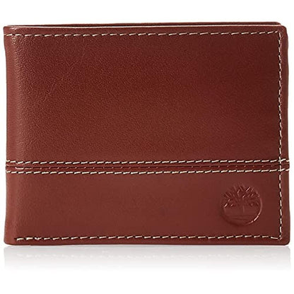 Timberland Men: Premium Leather Passcase Bifold Wallet – Front View