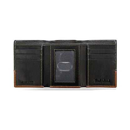 Timberland Men's Leather Trifold Wallet With Id Window – Close-up Detail