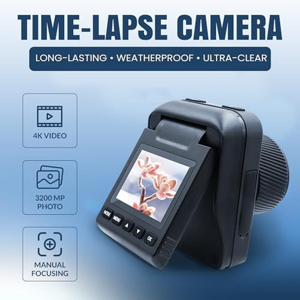 Time Lapse Camera 4K: Outdoor Waterproof IP66 with 32GB Card – Side View