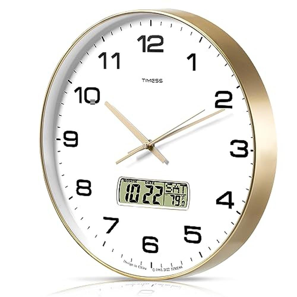 Timeless Wall Clock: TIMESS 14 Large Dial Non-Ticking – Front View