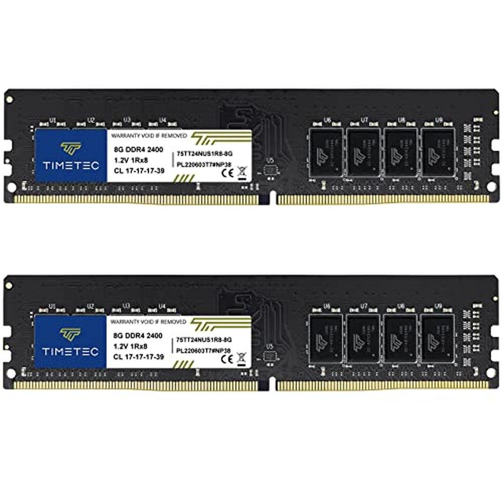 Timetec 16GB KIT(2x8GB) DDR4 2400MHz PC4-19200 Non-ECC – Front View