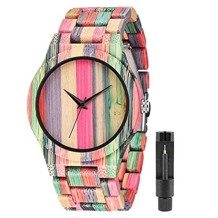 Watch Tiong: Tiong Colored Wooden Men's Watch Quartz – Front View