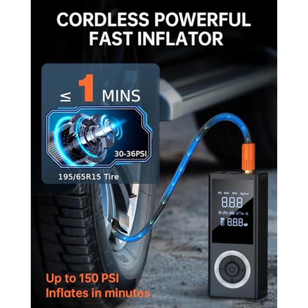 Air Car Compressor: Portable 150 PSI Smart Air Pump for Car – Close-up Detail