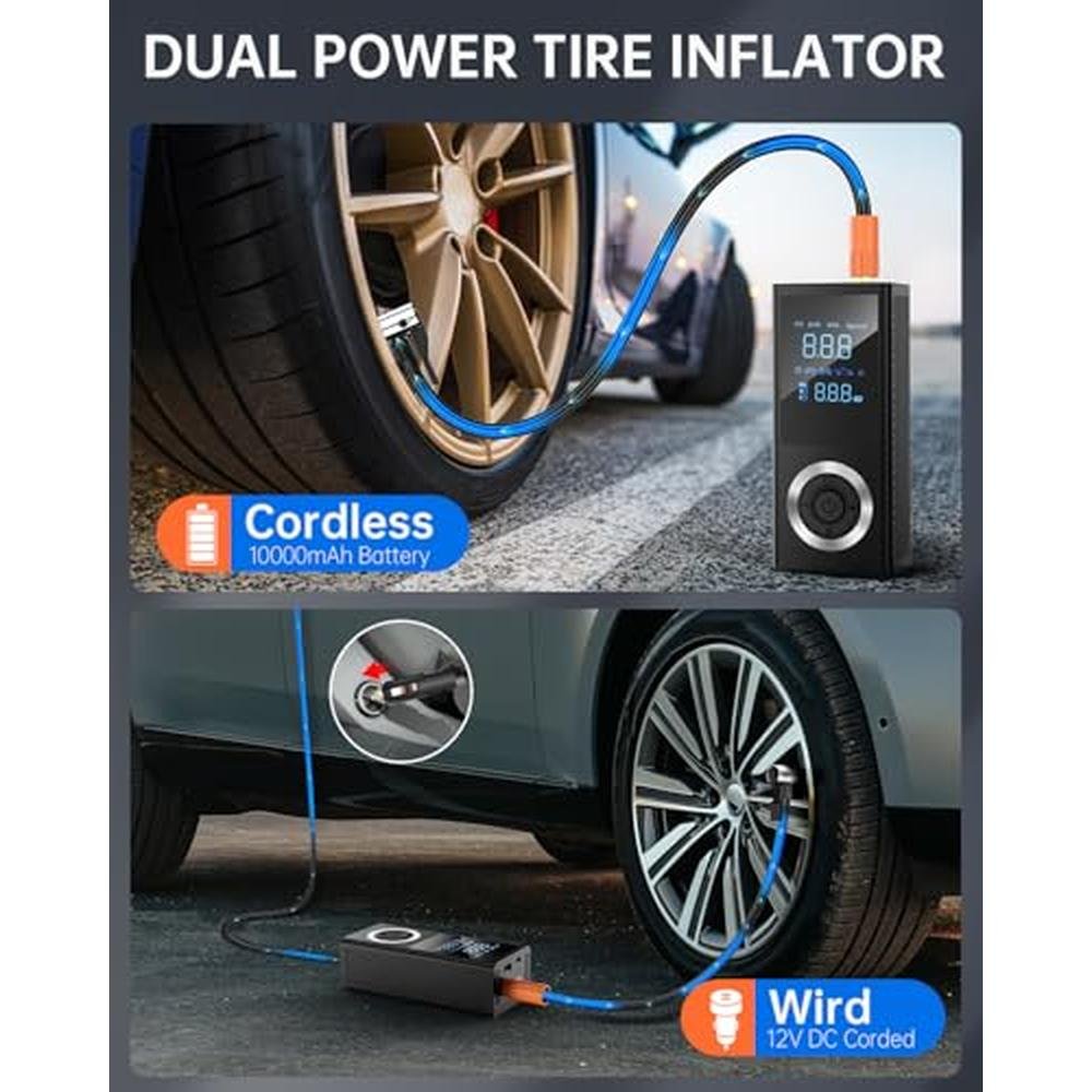 Air Car Compressor: Portable 150 PSI Smart Air Pump for Car – In Use