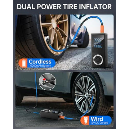 Air Car Compressor: Portable 150 PSI Smart Air Pump for Car – In Use