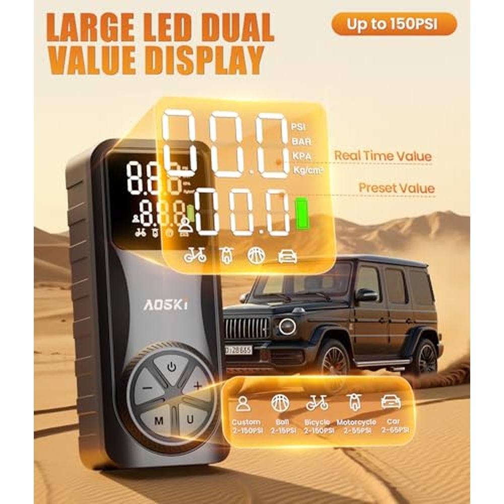 Air Tire Pump: Portable Air Compressor 150PSI Fast – In Use