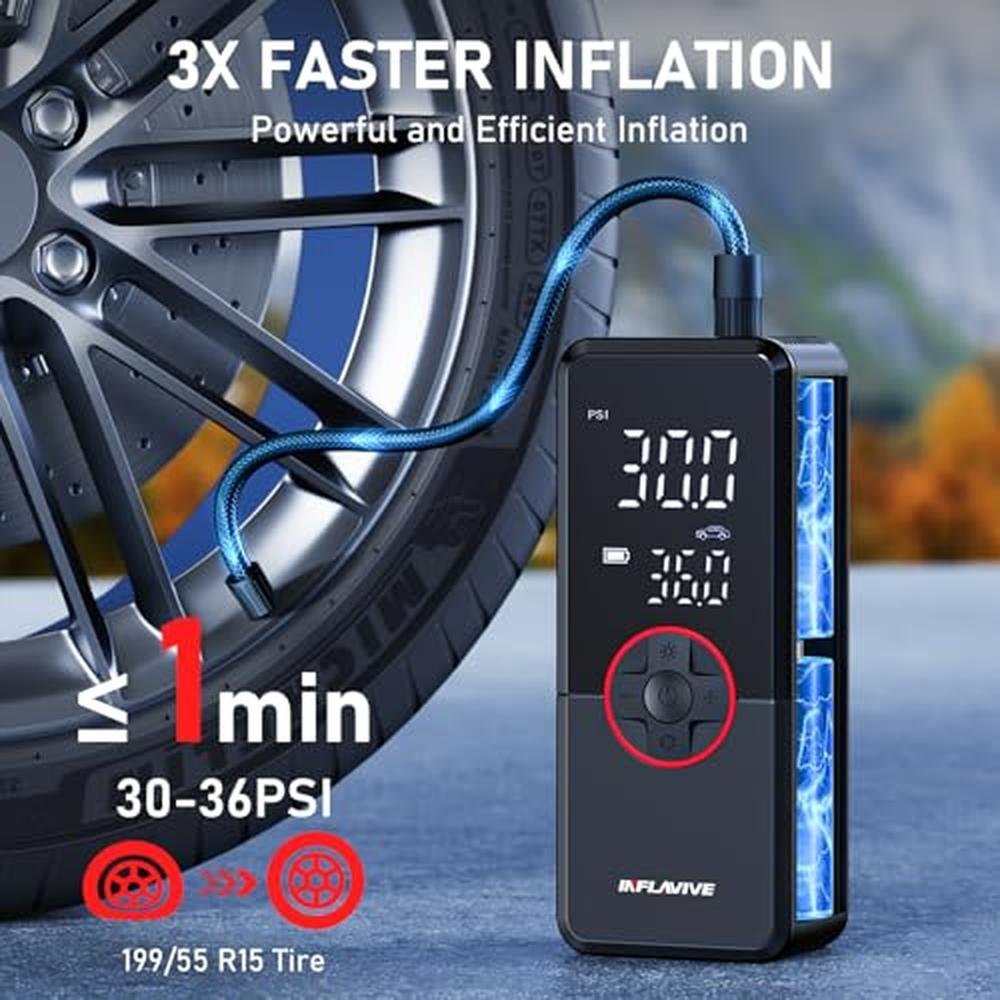 Air Tire Inflator: Portable Air Compressor 150PSI Faster – Close-up Detail