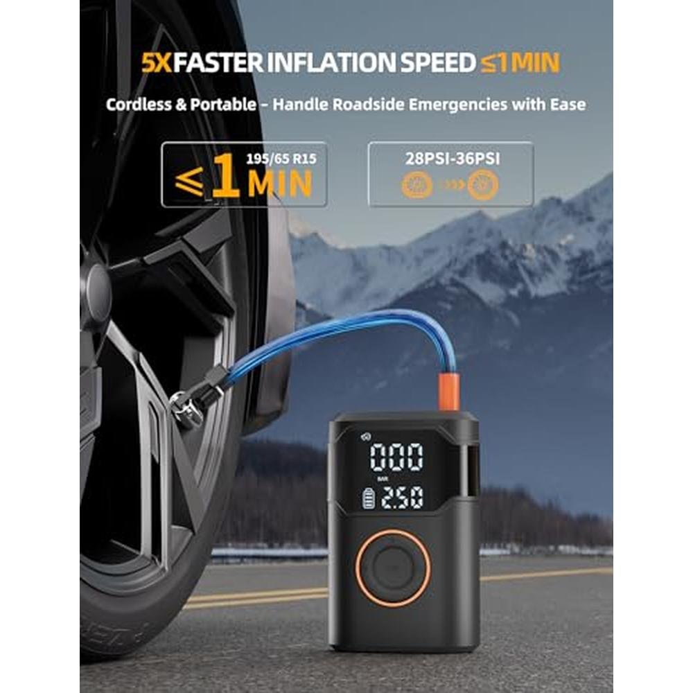 Air Tire Inflator: Portable Air Compressor 150PSI – Side View
