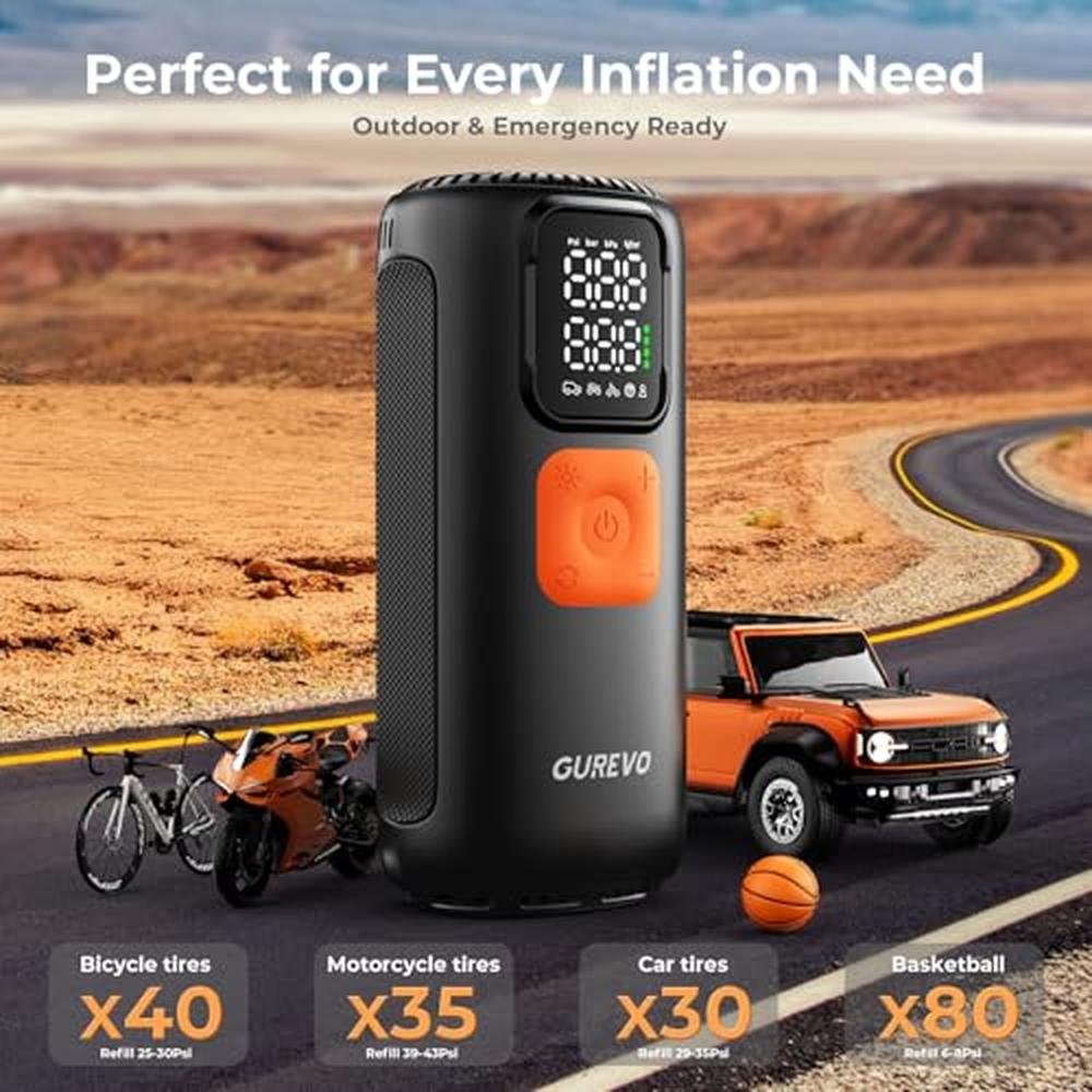 Tire Air: GUREVO Portable Air Compressor 22 Cylinder – Close-up Detail