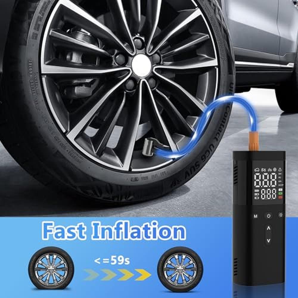 Air Portable Compressor: FNKJGS Tire Inflator 25000mAh – Side View